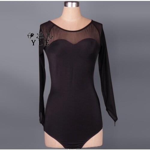 Latin Dance Modern Dance Practice Tops Sexy Net Yarns Dancing Dress Round Collar Backless Long Sleeves Dance Tops