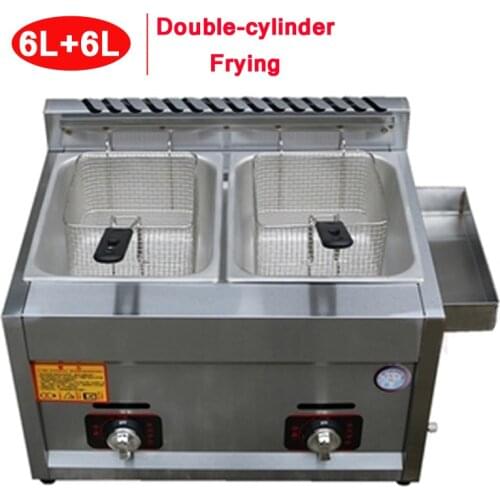 Commercial gas fryer deep stainless steel energy saving Double Cylinder Sieve fries fried chicken frying machine frying pan hot
