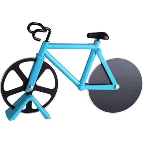 Bicycle Pizza Cutter, Stainless Steel Pizza Cutter, Non-Stick Pizza Roller, Double Pizza Cutter with Cutting Wheel