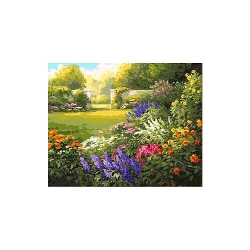 Spring flowers in the garden landscape painting by numbers art canvas painting wall pictures for living room home decor