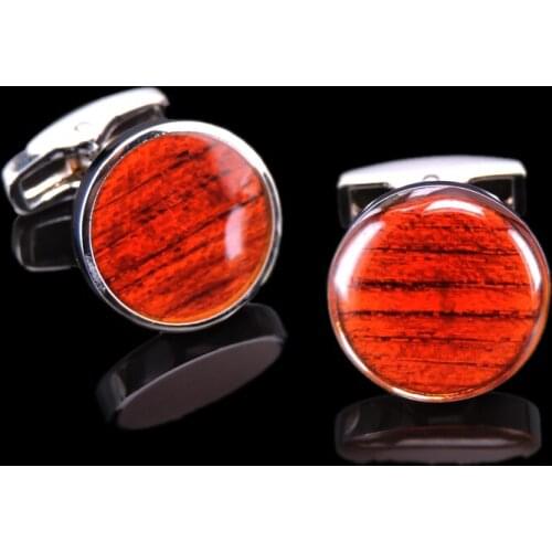 High quality hand cut mahogany Cufflinks Luxury Fashion for mens Brand round cuff buttons cuff links Jewelr