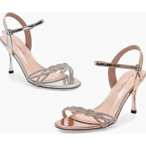 True soft leather rhinestone red sandals women 2021 new summer ladies sexy high heels womens stilettos