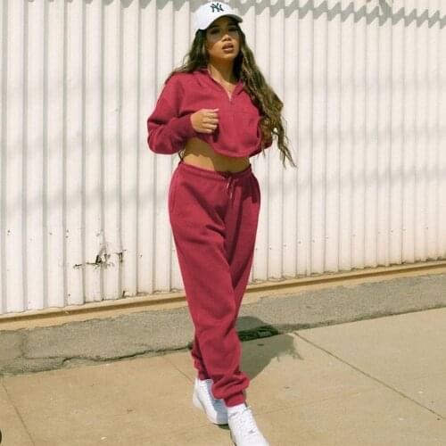 Autumn Winter Two Piece Set Women Long Sleeve Hooded Sweater Crop Top+Pants Sets Club Outfits Lounge Streetwear Wholesale Items