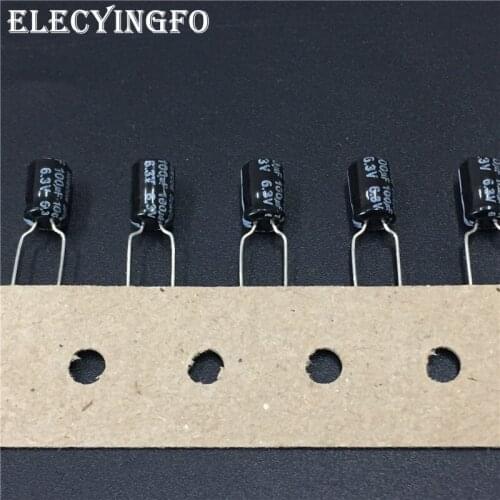 100pcs 100uF 6.3V100uf SUNCON(SANYO) SWB series 5x7mm 6.3V100uF Aluminum Electrolytic Capacitor