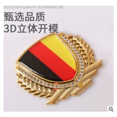 3D Auto Metal Gold Germany Flag Grain Car Emblem Badges Decals Stickers Automobile Accessories