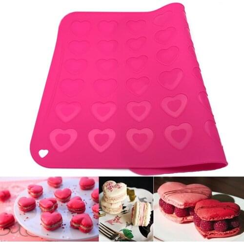 42 Hearts Shape Macaron Molds Food Grade Silicone Bakeware Muffin Oven Pad Baking Tray Liner Fondant Cake Pastry Mat Kitchen Gad