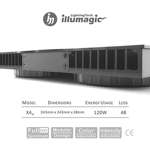 Illumagic X4 Coral Reef Aquarium Full Spectrum Color Enhancement Lamp Bluetooth Remote Control Ornamental Fish Tank