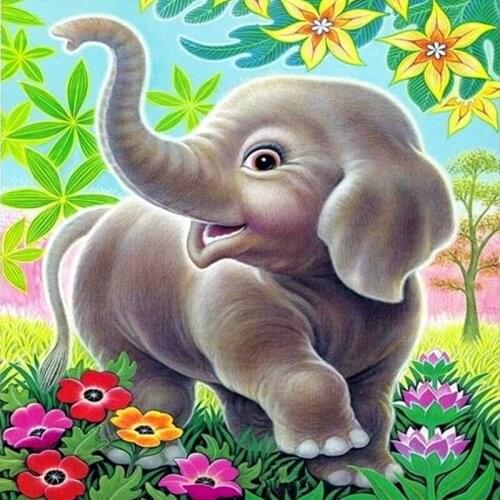 Diamond Embroidery Cartoon Elephant needlework 5D diy diamond painting children room wall decor cross stitch painting