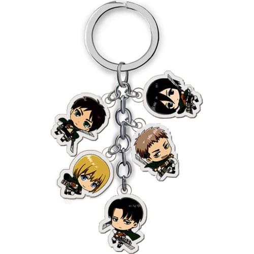 Anime Attack On Titan Mikasa Ackerman Levi Shingeki no Kyojin Acrylic Figure keychain Keyring Decoration Collection Model Toy