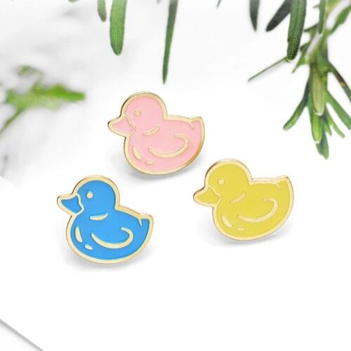 Quack Quack Enamel Pins Custom Ducks Pink Blue Yellow Brooch Bag Lapel Pin Shirt Badge Funny Animal Jewelry Gift for Kids Friend