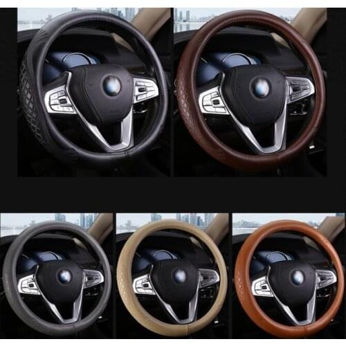 D Shape and O shape 38cm Car Steering Wheel Cover Non-slip Leather Steering Wheel Protector