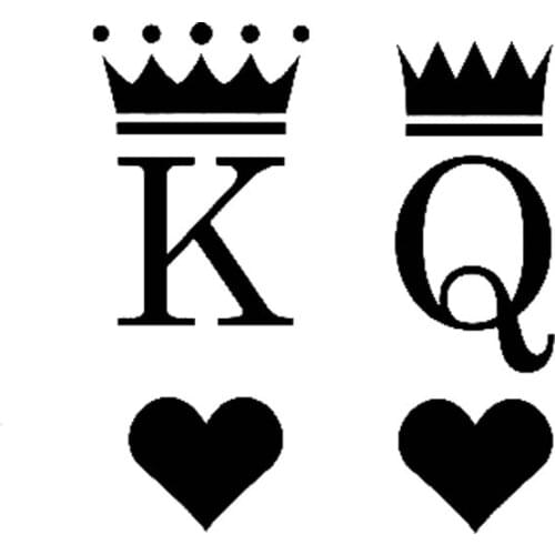 Dawasaru King Queen Car Stickers Waterproof Sunscreen Decals Laptop Trunk Auto Motorcycles Decoration Car Styling PVC,8cm*9cm