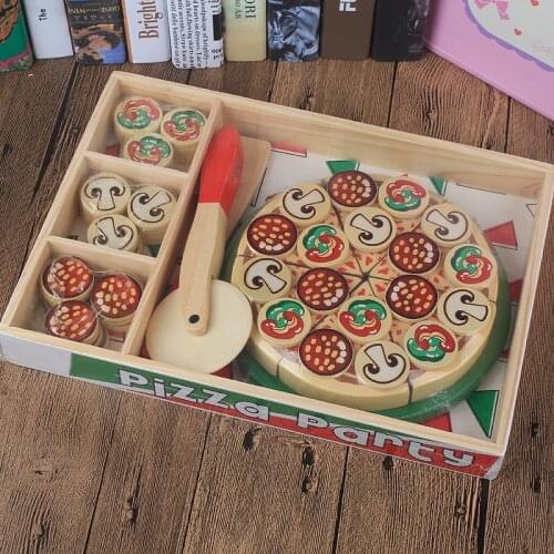 Pizza Wooden Toys Food Cooking Simulation Tableware Children Kitchen Pretend Play House Toy Fruit Vegetable Tableware Kids Gifts