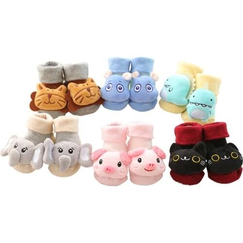Baby Socks Anti-Slip Newborn Rattle Socks Cute Autumn Cartoon Floor Cotton Socks Warm Boots for Boys Girls Infants Sock