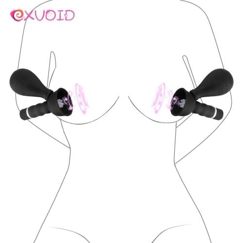 EXVOID Nipple Sucker Clitoris Stimulator Sex Toys for Women 2pcs Breast Enlargement Silicone Vibrator Vibrating Brush Vibrator