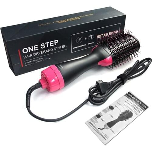Professional One-Step Hair Dryer Hot Air Comb 3 in 1 Electric Hair Straightener Flat Iron Brush Ceramic Hot Air Brush