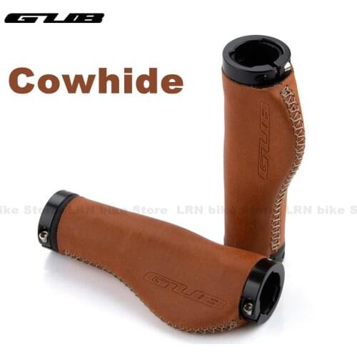 GUB 2 pcs /1pair mountain bike bicycle mountain handlebar cover handle cowhide leather smooth and soft non-slip handle grip lock