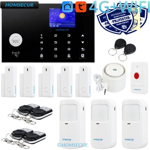 HOMSECUR Tuya Zigbee Wireless 2.4G WIFI GSM 2G Smart Home Alarm Kit With Wired Siren