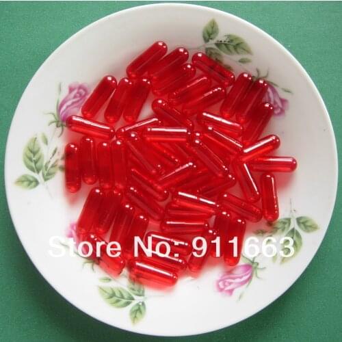 0# capsules,5,000pcs Transparent red colored gelatin empty capsules size 0,(closed or seperated capsules available!)