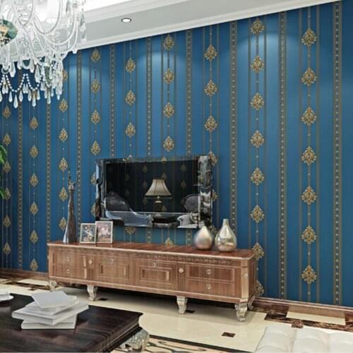 Classic European Luxury Wallpaper 3d Living Room Wall Decor Vintage Floral Embossed Non Woven Striped Wall Papers Rolls EZ228