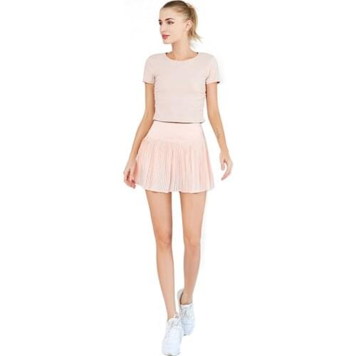 Yoga Dance Set Women Sports Fitness 2 In 1 Hakama & Skin-Friendly Quick-Drying Slim Short-Sleeve T-Shirt 2-Piece Running Suit