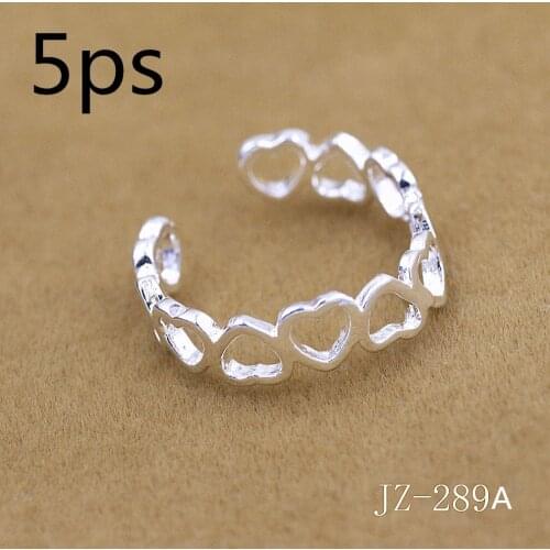 5ps/bag Free shipping jewelry ring Fashion simple heart opening ring silver tail ring female Heart-shaped female foot ring