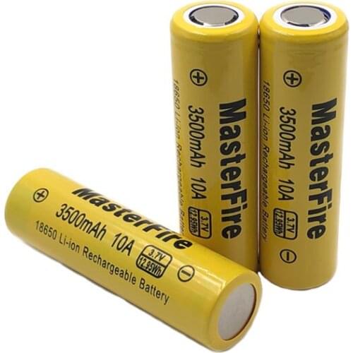 MasterFire 6pcs/lot Genuine Battery For 18650 3.7V 3500mAh 12.95Wh Rechargeable Lithium Batteries Cell 10A Discharge
