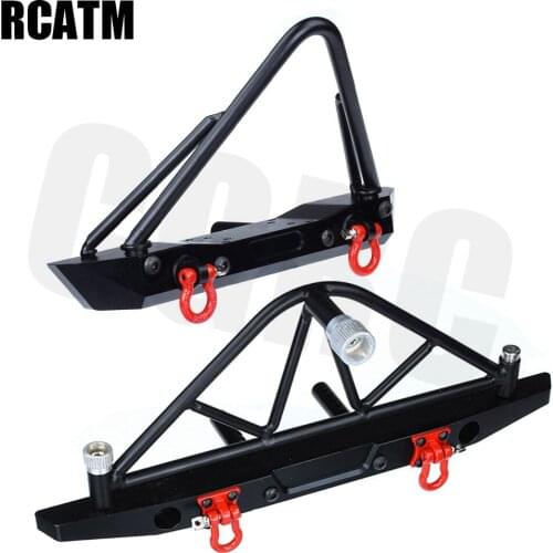 RC Car CNC Metal Front Rear Bumpers With Spare Tire Bracket For 1/10 RC Crawler TRX4 Defender Bronco Axial Scx10 90047 90046