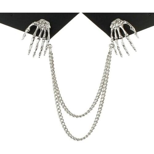 Metal costume jewelry skull punk tassel the collar clip accessories