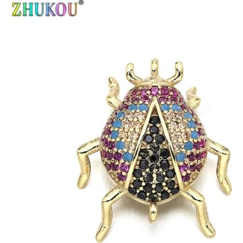 18*21mm Handmade Micro Pave Cubic Zirconia Beetle Charms Connector for Diy Jewelry Findings, Hole: 1mm, Model: VS259