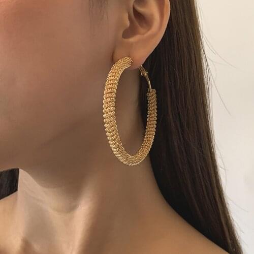 Fashion Vintage Metal Luxury Earrings Womens Spiral Big Circle Geometric Golden Earings Jewelry for Girls Party