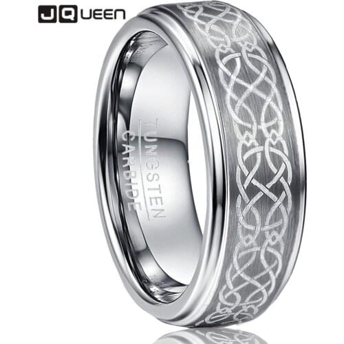 Mens 8mm plating Laser Knot Brushed Tungsten Carbide Wedding Band Rings Polished Step comfort fit Size 6-14