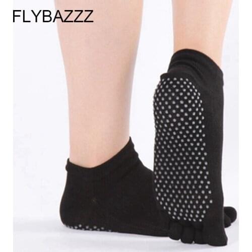 1 Pair Cotton Women Yoga Fitness Pilates Socks Colorful Non Slip Massage Toe Durable Dance Ankle Grip Exercise Solid Sport Socks