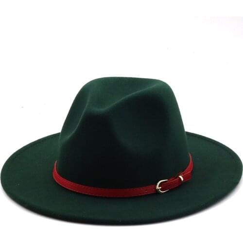 New Women Men Wool white black Fedora Hat Wide Brim Jazz Hat With Punk Ribbon Gentleman Elegant Lady Church Fascinator Hat