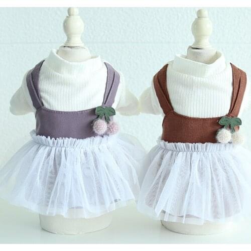 Cat Clothes Cherry Dress Lace Dog Coats Dress Cotton-Padded Warm Clothing For Dogs Puppy Dog Cat Pet Clothes Chihuahua