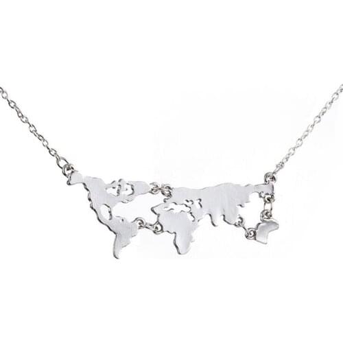 Tide ornaments individual character exaggeratedPendant Necklace World Map Alloy Creative Charm Necklace Pendant