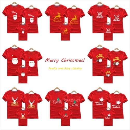 Christmas Short Sleeve Homewear Pajamas Famiily Mommy and Me Clothing Fancy Print Seweater Shirts Kids Couple Santa Xmas Outfits