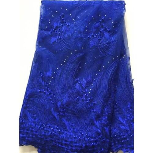 Blue latest african laces 2020 african lace fabric high quality french lace fabric with stones 5yards net african fabric YLL3285