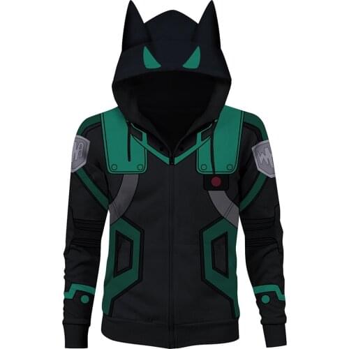 My Hero Academia the Movie 3： World Heroes‘ Mission Midoriya Izuku Cosplay Hoodie Zip Up Jacket Coat