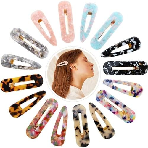 Vintage Women Marbling Leopard Geometric Hairclips Simple Acrylic Acetate Hair Barrettes Fashion Sequins Waterdrop Hair Jewelry