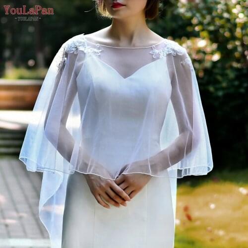 YouLaPan G51 Lace Bridal Cape Elegant Woman Long Jacket Wedding Lace Cape Plus Size Summer Woman Bolero Long Talling Cloak
