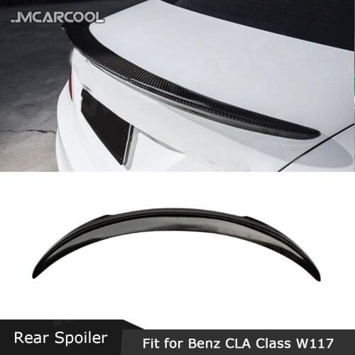 Carbon Fiber Rear Trunk Spoiler For Benz CLA Class W117 CLA180 CLA200 CLA250 2013-2019 Boot Duck Wings With Red Line