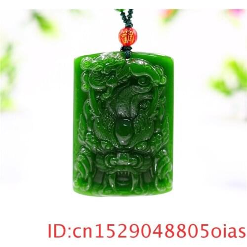 Green Jade Dragon Pendant Necklace Carved Chinese Women for Charm Jewelry Amulet Gifts Jadeite Fashion Men Natural