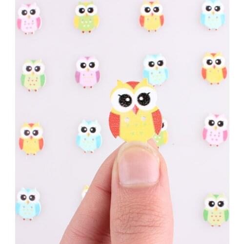 Owl 2Hole Wooden Mixed Buttons Christmas DIY Decor Child Clothes Sewing Buttons Crafts Scrapbooking Decorativos 100Pcs E
