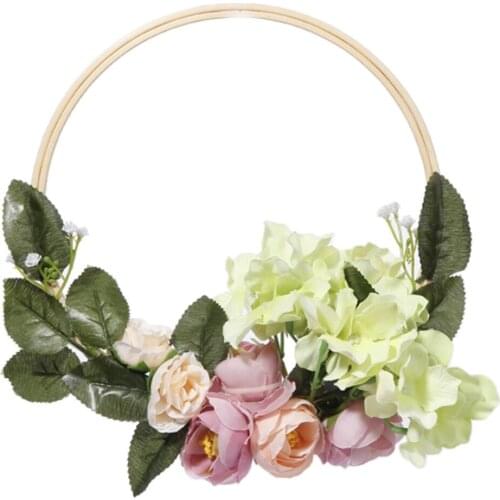 2x 8' Artificial Flower Hoop Wreath Garland Door Hanging Wall Decor Wedding