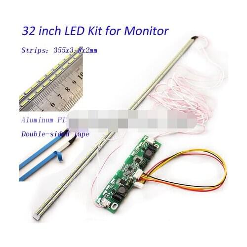 32 inch LED Aluminum Plate Strip Backlight Lamps Update Kit for LCD Monitor TV Panel 2 LED Strips 355mm