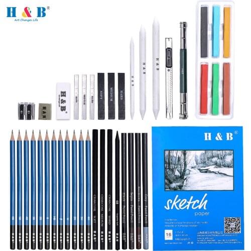 42 Pieces Professional Sketch Pencils Set for Drawing Sketching Includes Sketch Graphite Pastel Charcoal Pencil Stick Eraser