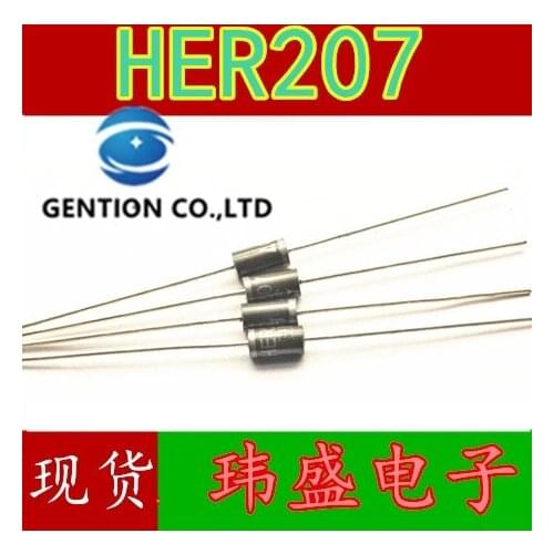 50PCS HER207 fast recovery diodes DO 15 MIC 2 a 1000 v in stock 100% new and original