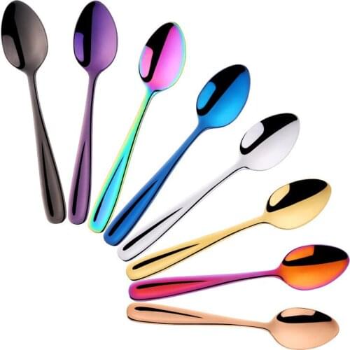 8pcs/set 304 Stainless Steel Coffee Spoon Creative Small Tea Spoon Colorful Stirring Children Soup Spoon Colorful Cute Tableware