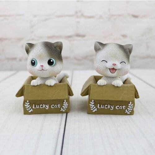 9CM Creative Cute Smile Lucky Cat Action Figures Shaking Head Pet Kitten Dolls Toys Decoration Collection Models for Kids Gift